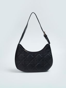 max - Women Quilted Hobo Mini Bag - Black