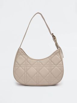 max - Women Quilted Hobo Mini Bag - Beige