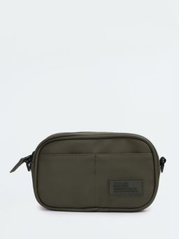 max - Men Solid Crossbody Sling Bag - Olive