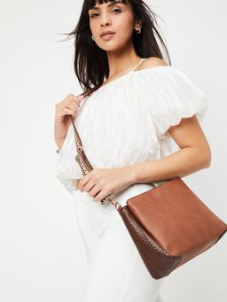max - Women Textured Sling Bag - Brown