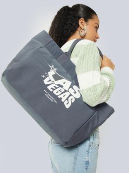 max - Women Printed Shopper Handbag - Grey