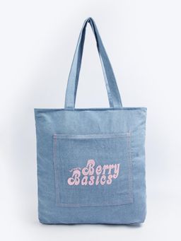 max - Women Embroidered Shopper Handbag - Blue