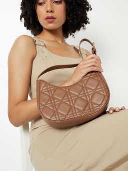 max - Women Quilted Hobo Mini Bag - Brown