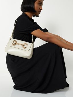 max - Women Buckles Shoulder Handbag - Off White
