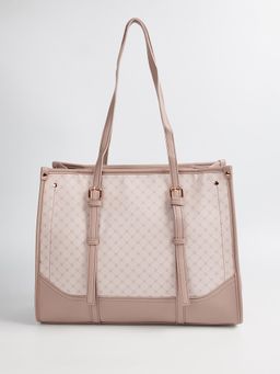 max - Women Textured Handheld Handbag With Detachable Strap with Scarf Detail - White