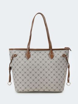 max - Women Grey Finish Handheld Tote Bag With Detachable Strap - Grey