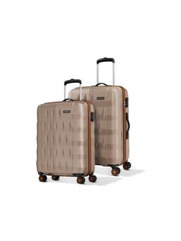 Aristocrat - Unisex Comet Champagne Hard Luggage Trolley Bags - Beige (S/M) (Pack of 2)