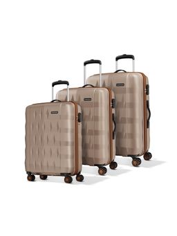 Aristocrat - Unisex Comet Champagne Hard Luggage Trolley Bags - Beige (S/M/L) (Pack of 3)