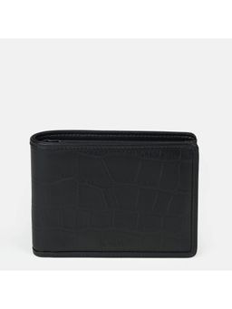 Gioia - Croco Embossed Bifold Wallet - Black