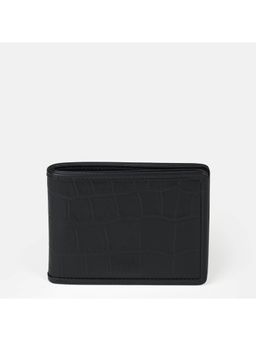 Gioia - Croco Embossed Mini Bifold Wallet - Black