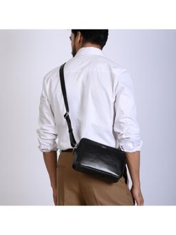 Gioia - Sergio Leather Crossbody Sling Bag - Black