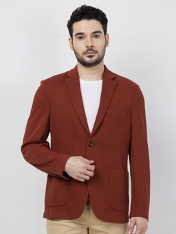 ColorPlus - Regular Fit Solid Medium Rust Blazer