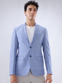 Park Avenue - Super Slim Fit Check Medium Blue Blazer