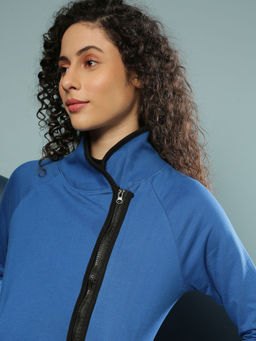 Campus Sutra - Blue Women Solid Stylish Casual Jacket