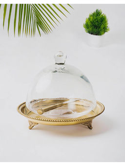 Fabindia - Antique Brass Paridhi Glass Butter Dish