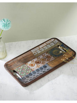 Fabindia - Multi Earth Files Wood Enamelled Tray