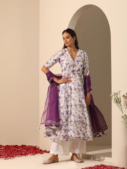 POMCHA - Gul Jamini Anarkali Kurta with Palazzo and Dupatta (Set of 3)