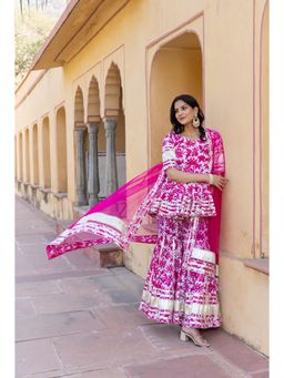 POMCHA - Multicolour Lilly Cotton Kurti with Sharara and Dupatta (Set of 3)