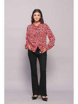 Twenty Dresses by Nykaa Fashion - Tie-Neck Shirt In Abstract Dot Print