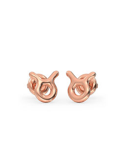 Candere by Kalyan Jewellers - 14K Rose Gold Taurus Stud Earring for Women
