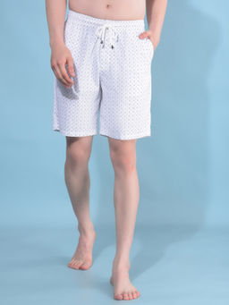 CRIMSOUNE CLUB - Mens White Printed 100% Cotton Shorts