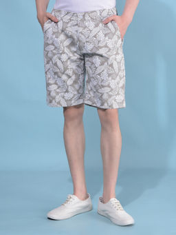 CRIMSOUNE CLUB - Mens Grey Floral Print 100% Cotton Shorts