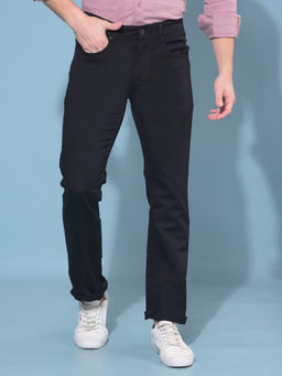 CRIMSOUNE CLUB - Mens Black Straight Stretchable Jeans
