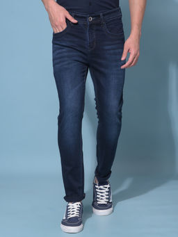 CRIMSOUNE CLUB - Mens Navy Blue Stretchable Skinny Jeans