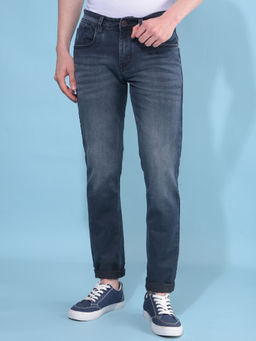 CRIMSOUNE CLUB - Mens Navy Blue Cotton Jeans