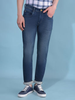 CRIMSOUNE CLUB - Mens Navy Blue Cotton Jeans