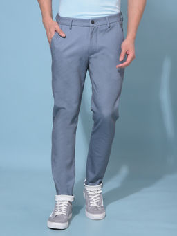 CRIMSOUNE CLUB - Mens Grey Stretchable Printed Trousers