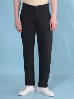 CRIMSOUNE CLUB - Mens Black Textured Cotton Trousers
