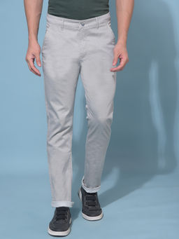 CRIMSOUNE CLUB - Mens Grey Stretchable Cotton Trousers