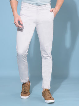 CRIMSOUNE CLUB - Mens Ivory Stretchable Trousers