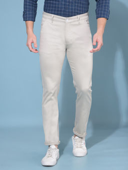 CRIMSOUNE CLUB - Mens Ivory Stretchable Trousers