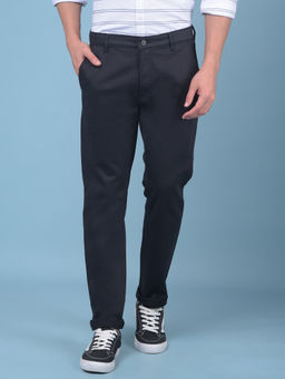 CRIMSOUNE CLUB - Mens Navy Blue Stretchable Cotton Trousers