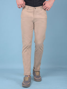 CRIMSOUNE CLUB - Mens Khaki Stretchable Cotton Trousers