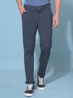 CRIMSOUNE CLUB - Mens Navy Blue Stretchable Cotton Trousers