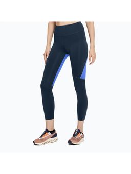 On - Women Navy Blue Polyamide Elastane Sports Tight