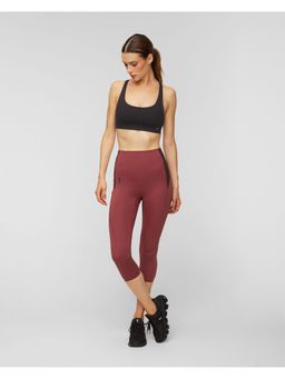 On - Women Cherry Red Polyamide Elastane Sports Tight