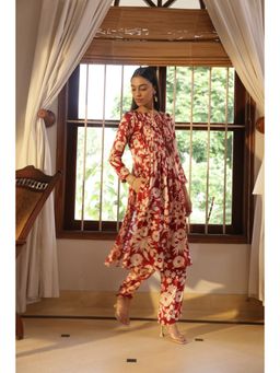 Shibui - Royal Oasis Red Print Kurta and Pant (Set of 2)