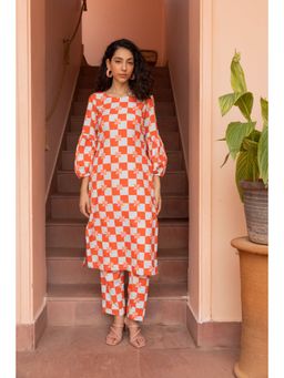 Shibui - Blossom Peach Checks Kurta