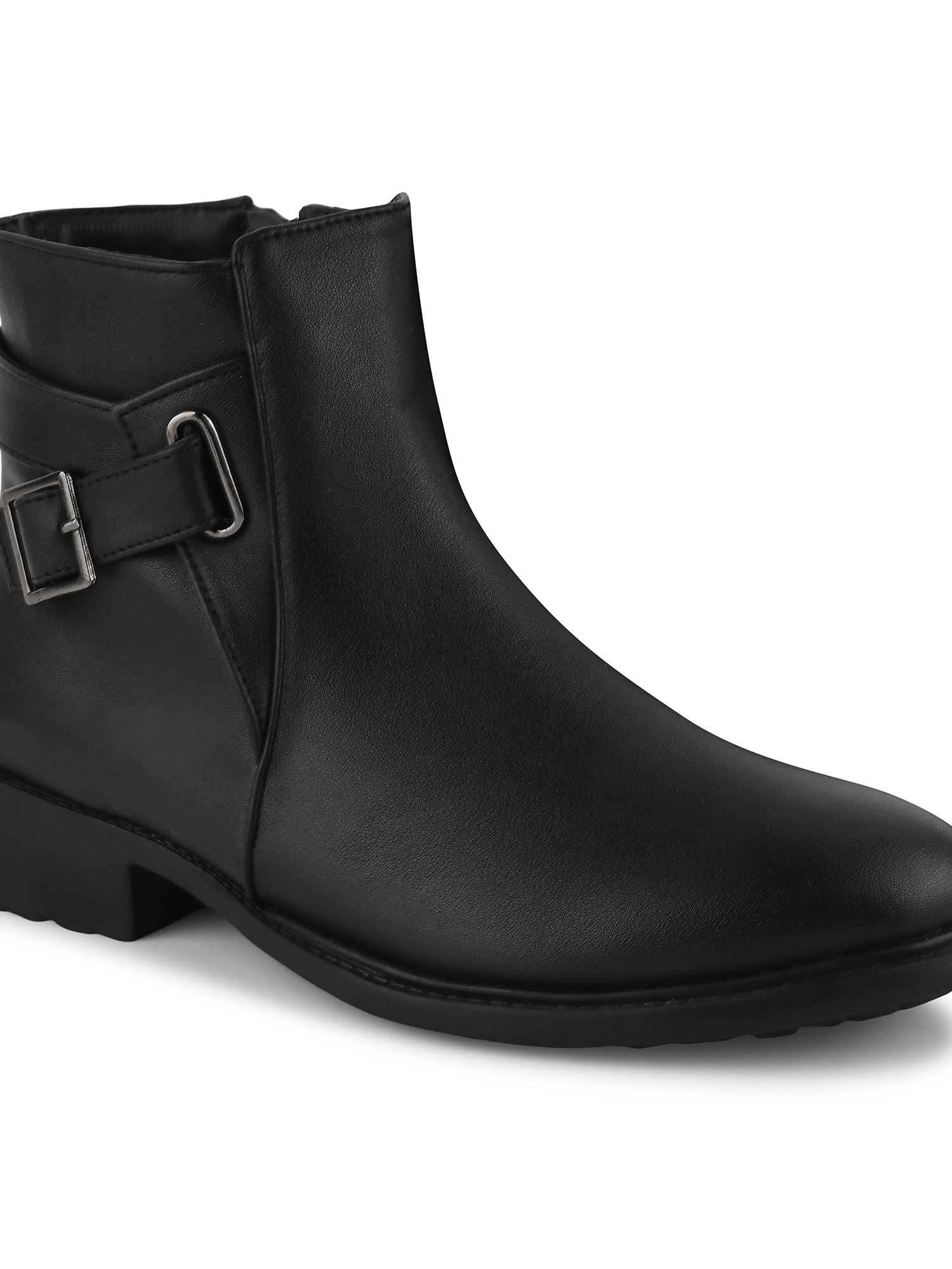 Buy SHUZ TOUCH Black Solid Ankle Length Boots Online