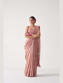 THISISDEHI - Pink Chhavi Saree with Unstitched Blouse