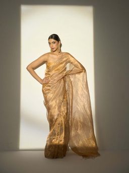 THISISDEHI - Gold Naar Saree with Unstitched Blouse
