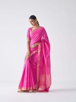 THISISDEHI - Pink Ragini Saree with Unstitched Blouse