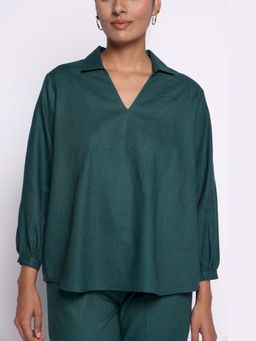 THISISDEHI - Women Green Linen Kurti