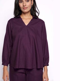 THISISDEHI - Women Wine Linen Kurti