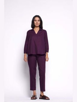 THISISDEHI - Women Purple Pure Cotton V-Neck Kurta with Pant