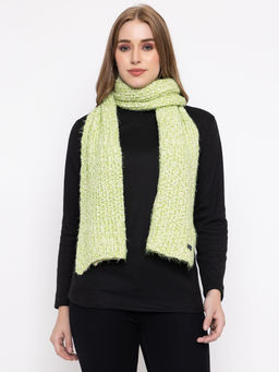 513 - Women Green Textured Soft Acrylic Knitted Muffler